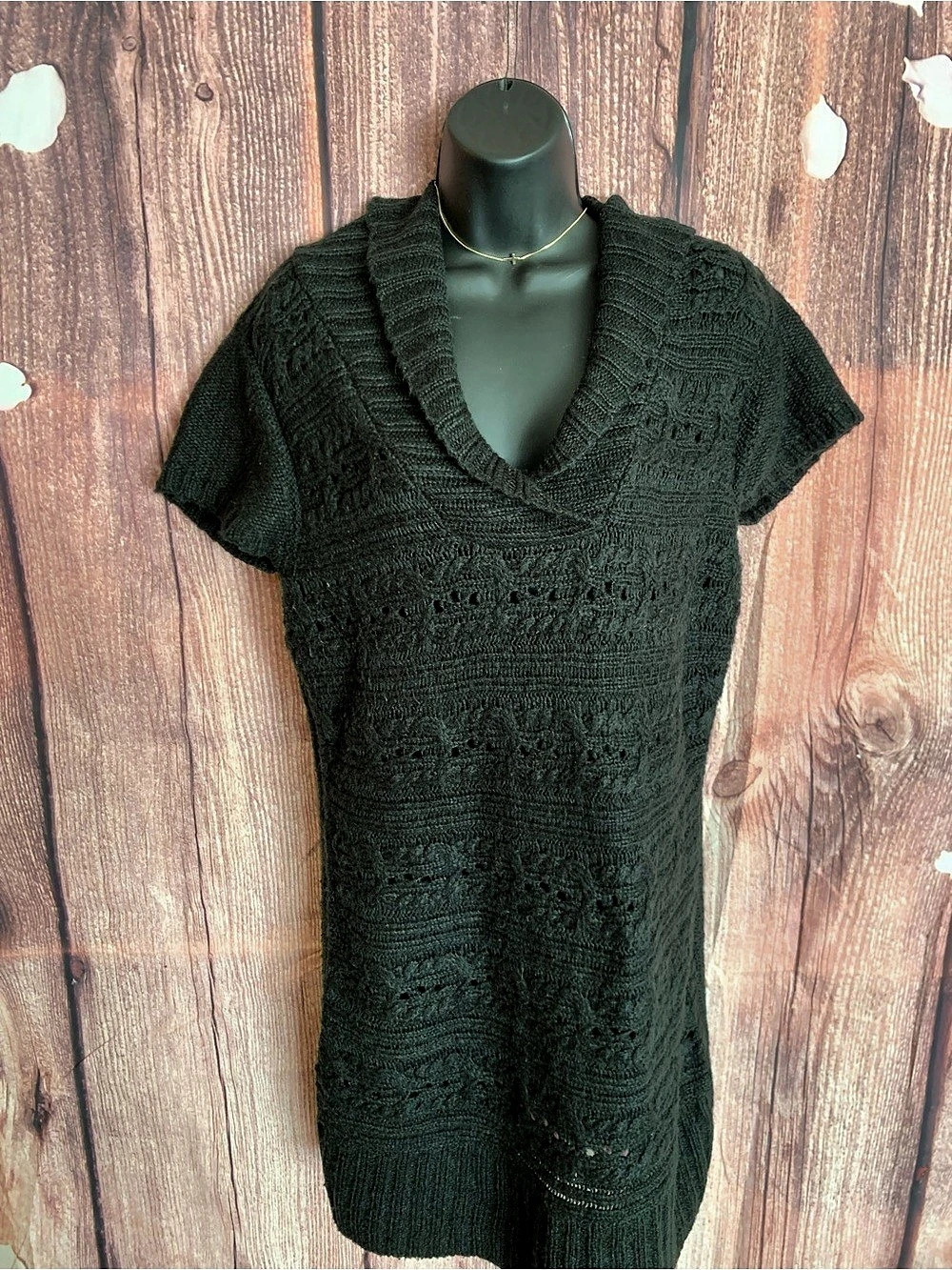 No Boundaries Cowl Neck Knit Tunic Sweater Dress in Black Size XL